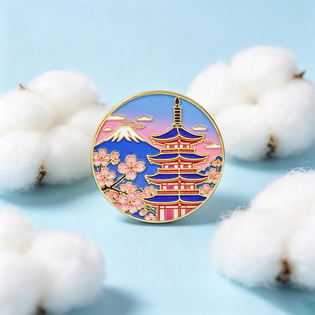Travel Accessories In Japan - Japanische Kirschblüten-Emaille-Anstecknadel, Vintage Revers-Brosche, Ästhetisches Sakura-Abzeichen,