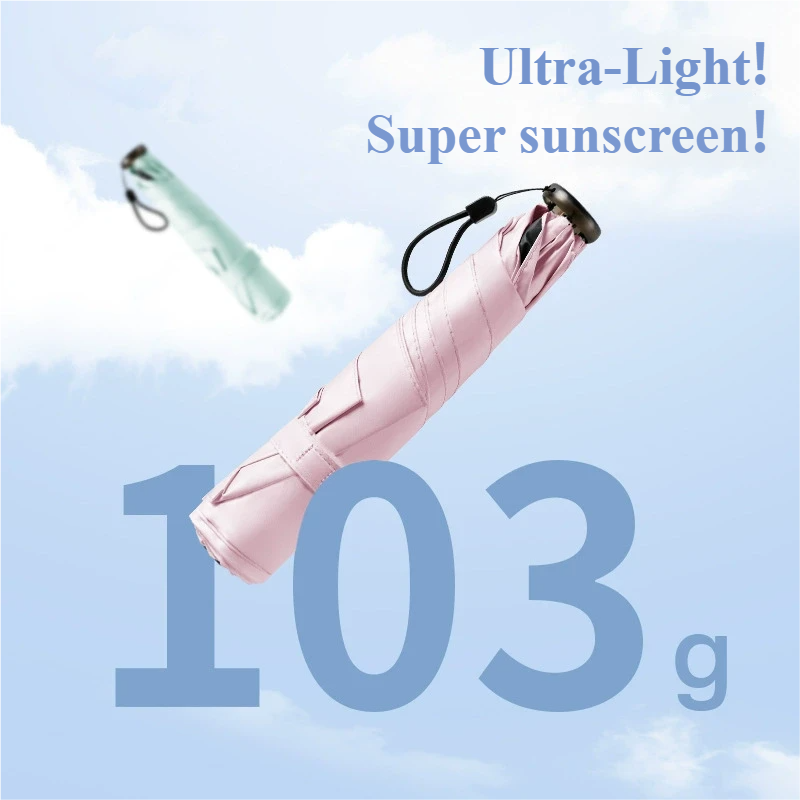 Travel Umbrella Compact - Federleichter Regenschirm Schwarz Gummiert Sonnenschutz Dreifach