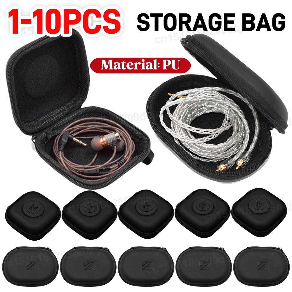 Travel Accessories Set - 1-10PCS KZ Kopfhörer Fall PU Leder