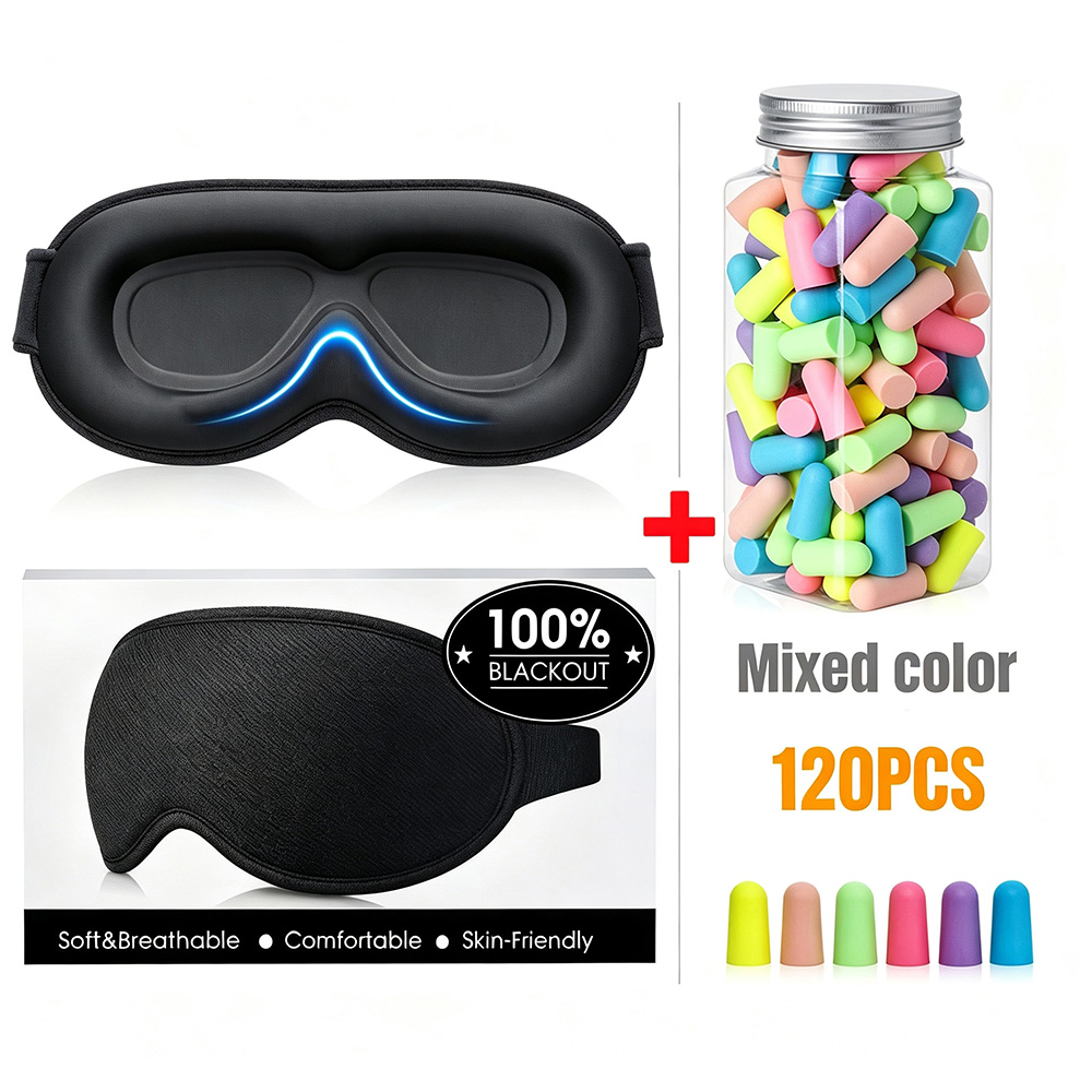 Earplug Set Foam - Schlaf-Kombi-Set - 3D Verdunkelungs-Schlafmaske & Memory-Schaum